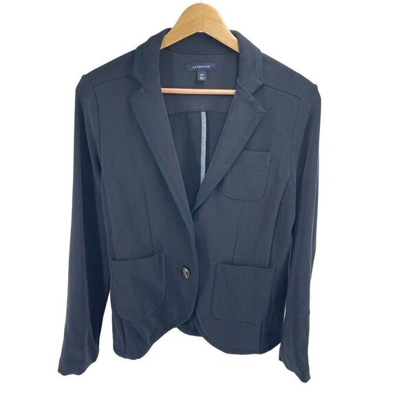Lands' End Womens Blazer Jacket Nautical Button Pocket Black Size Petite 6 6P - Picture 1 of 9